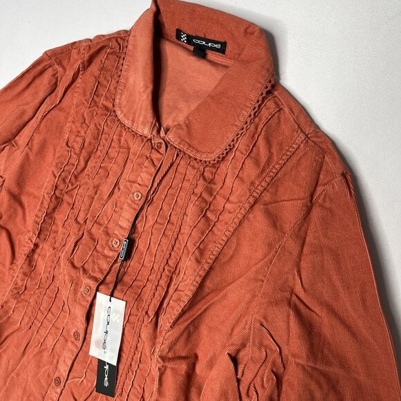 Coupé Corduroy Shirt Long Sleeve Button Up Burnt Orange Size XL Womens 90s Y2K - Picture 2 of 11